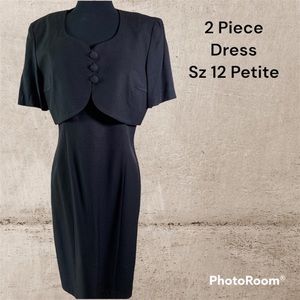 2pc Black Dress Sz 12p by Lois Snyder / Dani Max